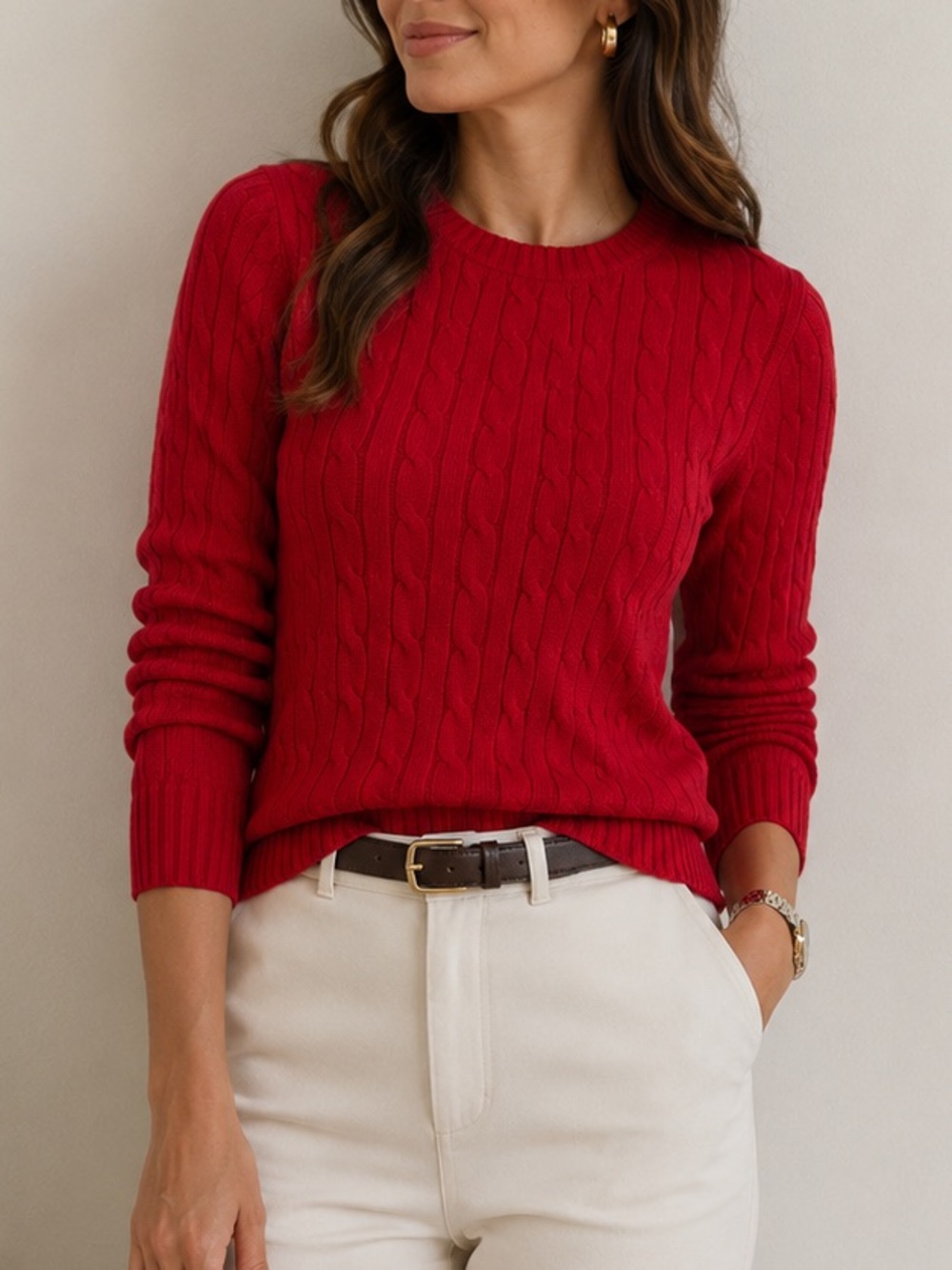 Ralph Lauren Red Cable Knit Sweater Size Large Women’s